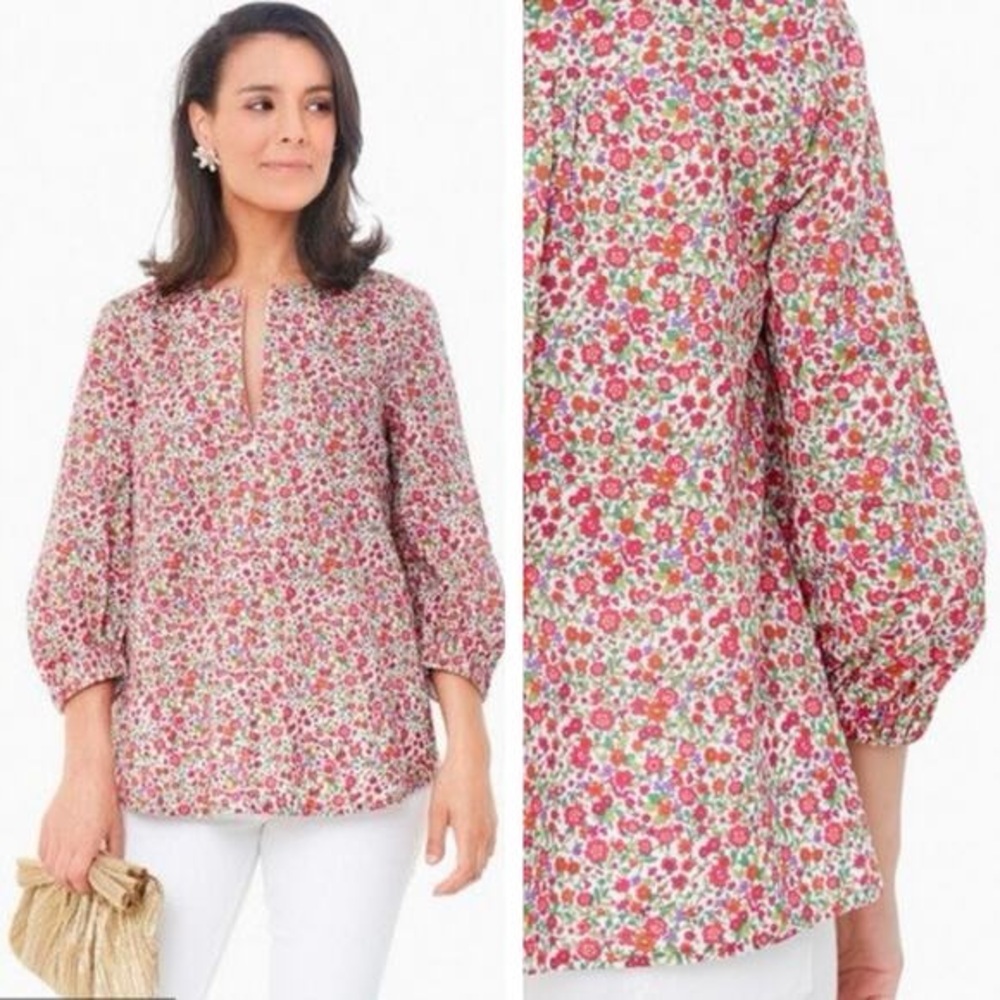 Floral Split-Neck Women's Blouse